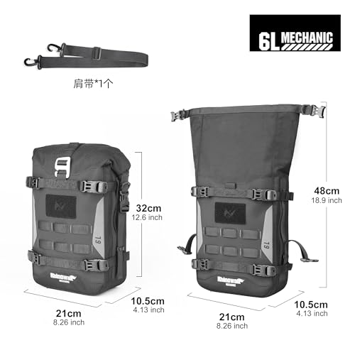Rhinowalk Motorcycle Front Bumper Bag Tail Bag Motorbike Side Bag 6L Waterproof Motorcycle Saddle Pannier Bag with MOLLE System Professional Motor Accessories-Black - size: 6L, style: Front Bumper Bag-6l