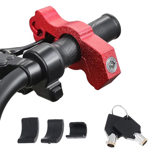Windance Motorcycle Anti Theft Lock,Heavy Duty Front Brake Lock,Throttle Grip Clutch Brake Lever Handlebar Protection (Red, L) - color: Red