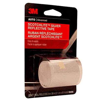 3M Scotchlite Silver Reflective Tape, 03456, 2 in x 36 in, 1 Roll - color: Silver