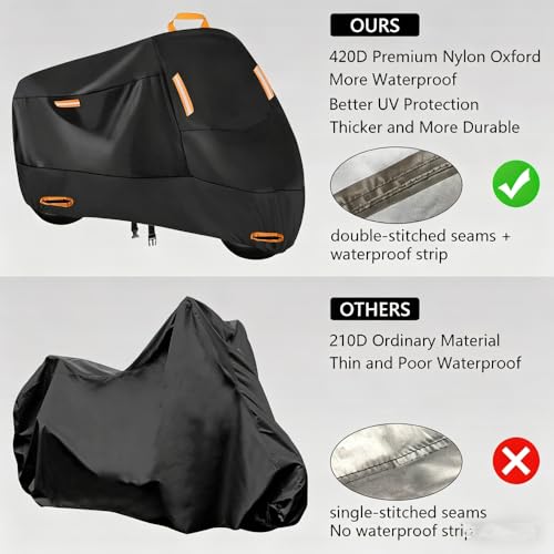 Heavy-Duty Motorcycle Cover for Vespa GTV 300 2023–2024, All Season Durable Waterproof Protection Cover, Lock-Holes & Windproof Buckles Black_XXL
