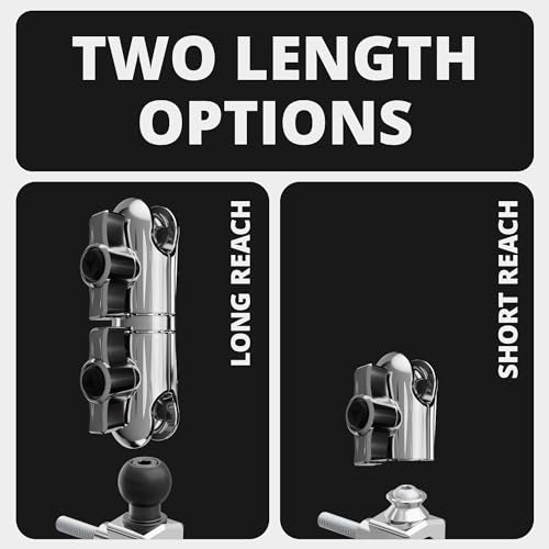 Tackform Chrome Motorcycle Perch/Brake/Clutch Reservoir Phone Mount - Vibration Dampening 20MAXX Spring Cradle | 3.5” Long Reach Arm | Aluminum | Compatible with Harley-Davidson, Gold Wing, More - color: Chrome