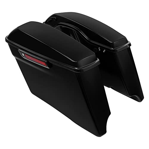 TCT-MOTORPARTS 4" Stretched Hard Saddlebags Bags Fits for Harley CVO Street Glide 2014-2024 - color: Vivid Black w/ Black Latches