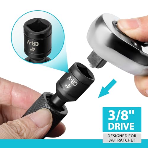 DURATECH 5/8" Swivel Magnetic Spark Plug Socket, 1MM Thin Wall Spark Plugs Socket with 12-Point, Enhanced Magnetic Head & Manganese Phosphate Coating, 3/8" Drive x 4" Total Length, Cr-V Steel Made - size: 5/8" x 3/8" x 4"