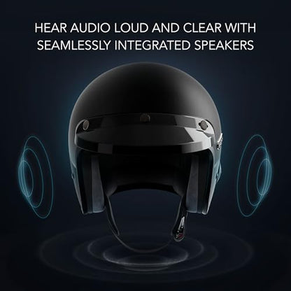 Sena Surge Mesh Intercom Enabled Open Face Smart Motorcycle Helmet (Matte Black/Gloss Black, S) - color: Matte Black/Gloss Black, size: Small