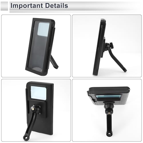 Motorcycle Phone Mount Holder ABS Aluminum Alloy PC for Rearview Mirror Mount Fits 4.7"-7"/119.38x177.8mm Smartphones Black