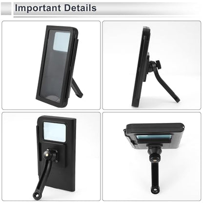 Motorcycle Phone Mount Holder ABS Aluminum Alloy PC for Rearview Mirror Mount Fits 4.7"-7"/119.38x177.8mm Smartphones Black