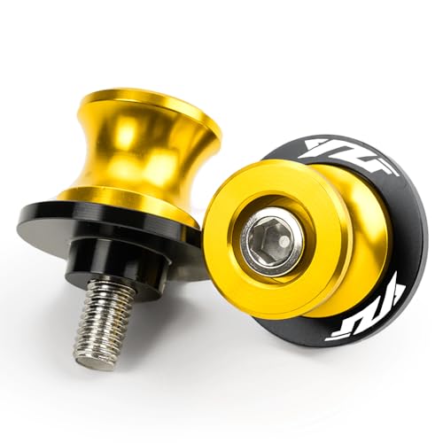 MOWOK Fit For Yamaha YZF R1 R3 R6 R7 R9 R15 R25 R125 YZF600R YZFR3 YZFR9 YZFR1 YZFR6 Accessories M6 Motorcycle Swingarm Spools Sliders Swing Arm Stand Screws (Gold) - color: Gold