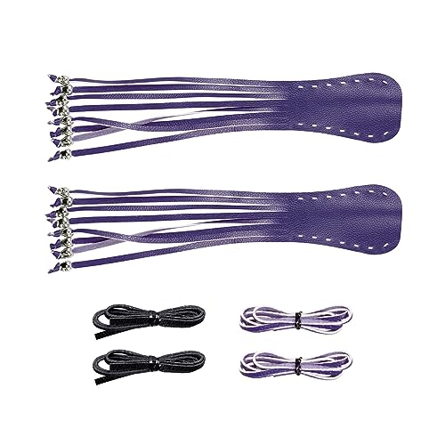 Motorcycle Lever Cover PU Leather Fringed Brake Clutch Covers Universal Grip Tassels Motorcycle Handlebar Covers with Skull Beads - color: Purple