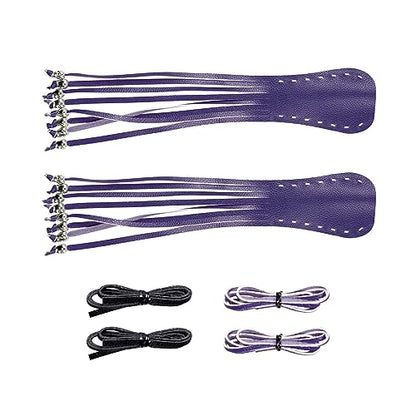 Motorcycle Lever Cover PU Leather Fringed Brake Clutch Covers Universal Grip Tassels Motorcycle Handlebar Covers with Skull Beads - color: Purple
