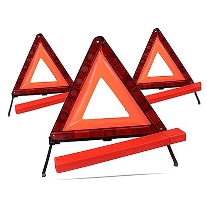 STOBAZA 2pcs Collapsible Warning Triangle Sign Emergency Roadside Kit Safety Material Day Night Visibility - size: 43.5X37cm