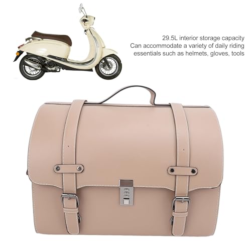 Motorcycle Luggage Bag with Quick Release Mount for Rear Racks, 29.5L Motorcycle Trunk Bag for Gear and Tools, Water defiance PU Leather Shell (Coffee) - size: Coffee
