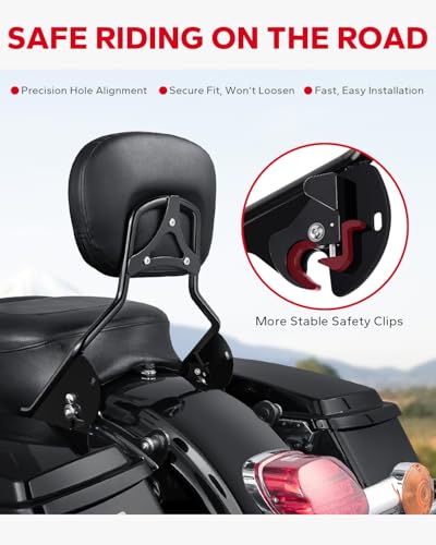 Amazicha Passenger Backrest Sissy Bar, Quick Release Sissy Bar Backrest Fit for Harley Davidson Touring Street Glide Road King Road Glide Electra Glide 2009-2024, Black
