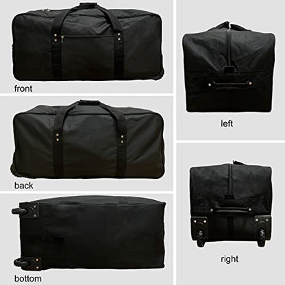 29-Inch Foldable duffle bag with Wheels - Extra Large Rolling Duffel Bag with Wheels, Foldable Heavy-Duty Cargo Duffel for Travel, Camping & Moving, Water-Resistant 600D Oxford, Black - style: 29in