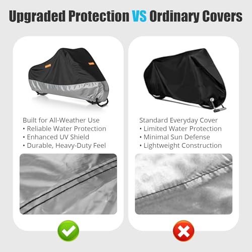 300D Motorcycle Cover Waterproof Outdoor, 96.5 inch Fits for Harley Davidson Sportster Iron 883/1200, Forty-Eight, Nightster, Nightster Special, Street 500/750, Black Silver - size: 96.5"