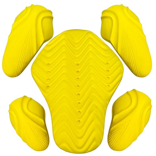 Jackets 4 Bikes CE Level 2 Back, Elbow and Shoulder Certified Armor Pads 5 PC Set, Motorcycle Armor Protector Inserts for Motorcycle Jackets Unisex - color: CE Level 2 Yellow
