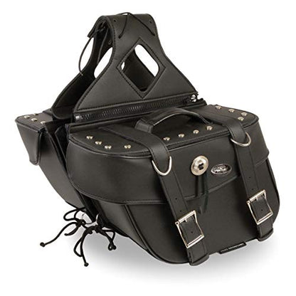 Milwaukee Leather SH629ZB Black Zip-Off PVC Motorcycle Throw Over Saddlebags with Rivets - One Size