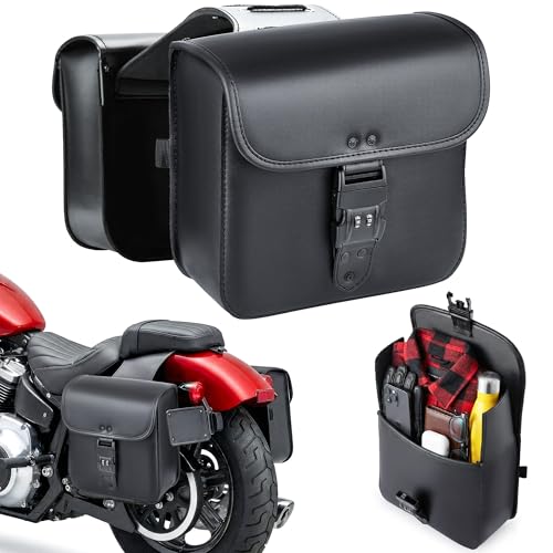 Nomad Motorcycle Saddlebags – 16L (8Lx2) Universal Throw Over Saddle Bag for Cruiser, Touring & Chopper Bikes – Heavy Duty, Waterproof, Secure Numeric Lock, Easy Mount, Rider Storage