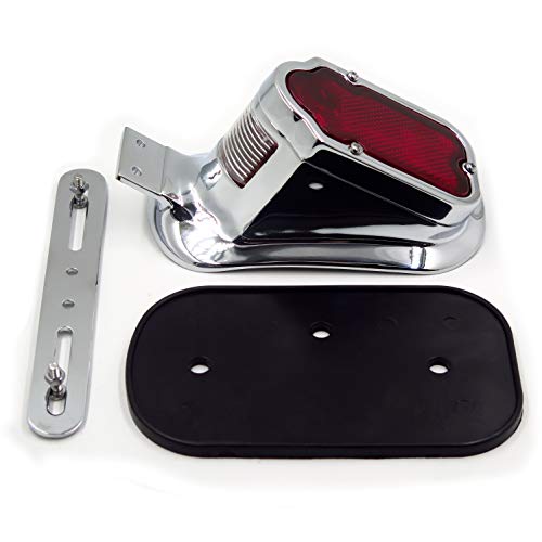 XH3118B-A- Motorcycle Chrome Red Metal Tombstone Brake Tail Light Signal Compatible with Motorcycle Bike - color: Red