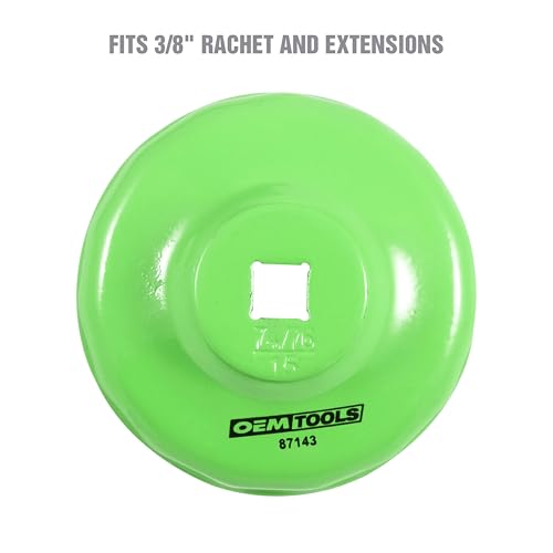 OEMTOOLS 87143 74/76MM and 15 Flute Oil Filter Wrench, Green Oil Filter Wrench, Fits 3/8" Ratchet, Non-Slip Grip, Rust-Resistant - style: 74/76 mm 15 Flute