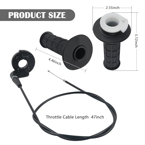 IHOTDER Throttle Cable Kit,Motorcycle Handlebar Grips with Twist Throttle & 47" Throttle Cables,Universal Bike Throttle Assembly Compatible with 7/8" 110-250cc Motorcycle Bike ATV