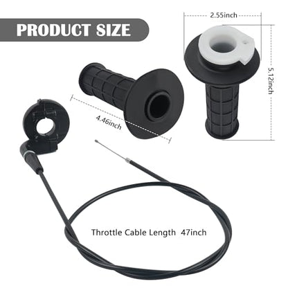 IHOTDER Throttle Cable Kit,Motorcycle Handlebar Grips with Twist Throttle & 47" Throttle Cables,Universal Bike Throttle Assembly Compatible with 7/8" 110-250cc Motorcycle Bike ATV