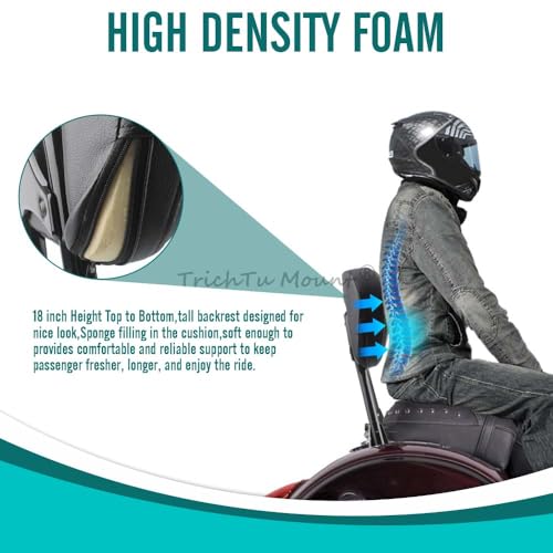 Rear Sissy Bar Detachable Passenger Backrest Pad w/Quick Release Spool Mounting Kit Fits for Indian Roadmaster Challenger Pursuit Chieftain Springfield Vintage 2014-2026,Black