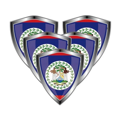 Belize Flag Decal Sticker - Belizeans Flags Shield Shape Reflective Vinyl Car Stickers - for Car Window Bumper Laptop Waterproof Sticker (5Pcs) - color: Belize