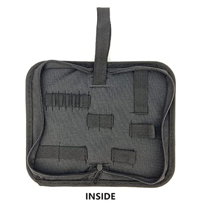 Umaki 2pack Small Tool Pouch Organizer, Canvas Zipper Pouch with 13 Adjustable Loops and a Storing Belt, Utility Tool Bag for Craft Making, Maintenance, Electrician and Carpenters, 8'' x 4'', Black - color: black-2pcs