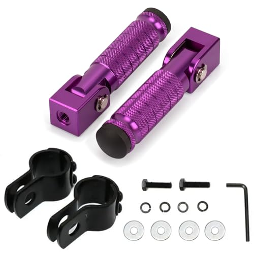 XINGWU M8 Motorcycle Foot Pegs 90 Degree Foldable Footpegs CNC Anti-Skid Footrest Universal for Yamaha Honda Suzuki Aprilia Electric Car Motorbike Mini Bike Dirt Pit Bike Passenger Pedal Purple - color: Purple