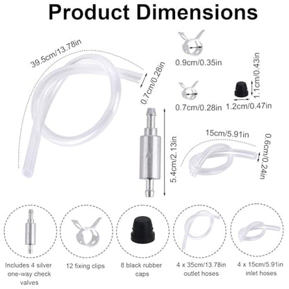 4 Sets Universal Brake Bleeder Hose Kit, One-Way Brake Bleeder Check Valve Tube Bleeding Tool with Metal Clamps Accessories for Car Motorcycle Bike DIY Service and Maintenance