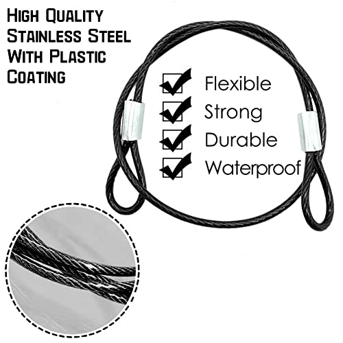 20 Pack Safety Stainless Steel Tethers,Coated Security Tether Lanyard Kit Cable Wire Compatible with All Editions,Action Camera Series Devices and Other Applicable Equipment,Black - color: Black