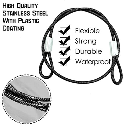 20 Pack 10 Inch(25cm) Stainless Steel Tethers with 4 Pcs Spring Snap Hook Clips, Steel Wire Cable with Loops Vinyl Cover Coated Short Rope Lanyard Lock Tether Chains, 2 Colors - color: 20p-25cm-2colors