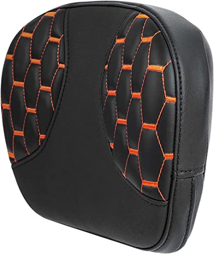 C.C. RIDER Sissy Bar Passenger Backrest Pad For Harley Touring Softail CVO Road Glide Street Glide Road King Electra Glide Softail Street Bob - color: Sissy Bar-Orange Stitching
