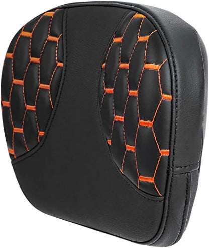C.C. RIDER Sissy Bar Passenger Backrest Pad For Harley Touring Softail CVO Road Glide Street Glide Road King Electra Glide Softail Street Bob - color: Sissy Bar-Orange Stitching