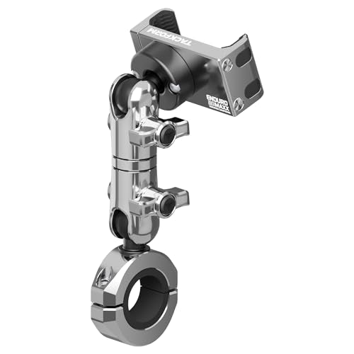 Tackform Chrome Motorcycle All Metal Phone Mount - Vibration Dampening 20MAXX Spring Cradle | 3.5" Long Reach Arm | Universal Clamp Fits 7/8" to 1-1/4" Bars | Compatible with iPhones, Galaxy, More - color: Chrome, size: 7/8" to 1-1/4"
