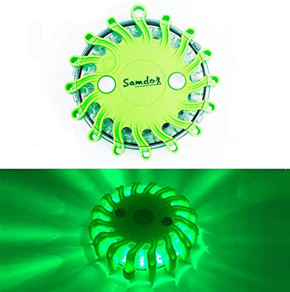 SAMDO Waterproof 9 Patterns Magnetic Beacon Lamp, Emergency Light, LED Road Flares Emergency Lights CR123A (Green)