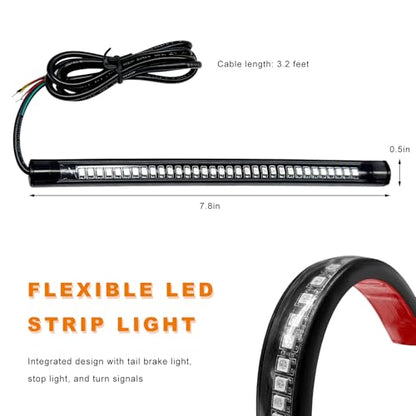 Car LED Light Strip, 8 Inch Flexible Lights Bar 12V Tail Brake Stop Turn Signal Lamp, Waterproof 32LED 2835 SMD Light Strip Dual Color Indicator Lamp for Car Motorcycle ATV