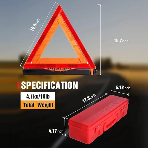Warning Triangle Sign DOT Approved 3PK,Reflective Warning Road Safety Triangle Kit for Truck,49 CFR Part 571.125 (FMVSS 125) US