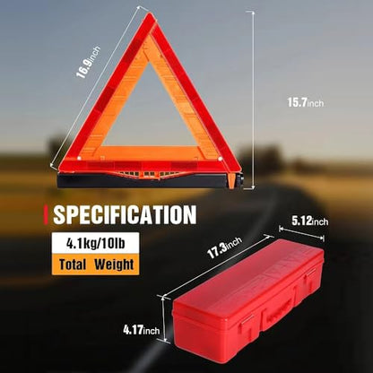 Warning Triangle Sign DOT Approved 3PK,Reflective Warning Road Safety Triangle Kit for Truck,49 CFR Part 571.125 (FMVSS 125) US