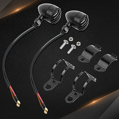 NTHREEAUTO LED Motorcycle Turn Signals Blinkers Smoked Front Running Light Universal Compatible with Harley Sportster Honda Shadow Suzuki Yamaha Kawasaki Vulcan Ninja Bobber 12V Motorbikes - color: Smoked/Amber+White