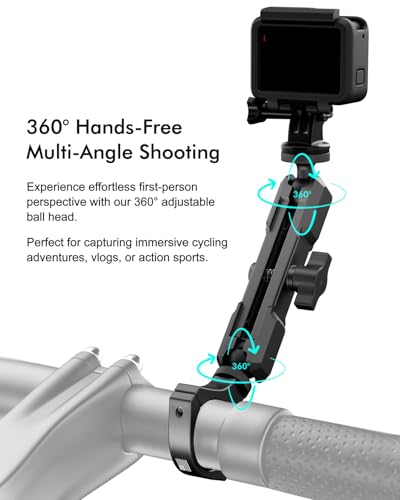 Hamdril 360° Adjustable Camera Mount Compatible with, Insta360 X5 X4 X3, GO3, Ace Pro 2, DJI Action 3 4 5 Pro, Pocket 3 & More, Fits 0.76-2 Inch Round Tube for UTV ATV Motorcycle Bike