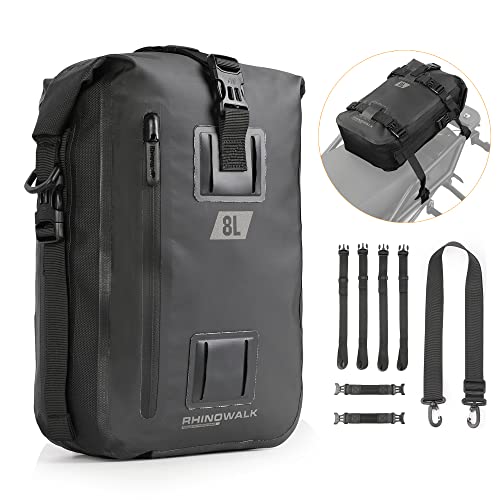 Rhinowalk Motorcycle Tail Bag, Travel Luggage Bags, Waterproof Rear Carrier, Motorcycle Rear Seat Bag Backpack, Rear Rack Trunk - Black 8L - color: Black, size: 8L