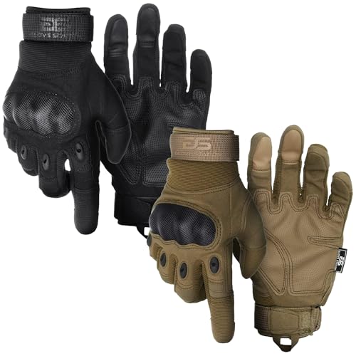 Glove Station Knuckle Protective Gloves for Men - Touchscreen Motorcycle Riding Gloves for Airsoft, Hiking & Outdoor Work - Black & Tan, X-Large - color: Black & Tan, size: X-Large