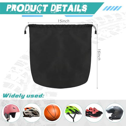 Motorcycle Helmet Bag with Soft Lining & Drawstring Closure, Waterproof Helmet Storage Bag, Large Capacity, Lightweight for Riding Hockey Welding Bicycle Dirt Bike Gear - color: black
