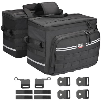 KEMIMOTO Motorcycle Saddlebags 30L(15Lx2) Large Capacity Luggage for Touring & Long Rides, Universal Fit for Cruiser Sportster Softail, Quick-Install Water-resistant Side Panniers - size: 30L