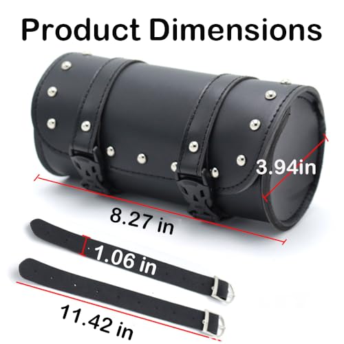 Motorcycle Fork Tool Bag - PU Leather Waterproof Universal Storage Pouch, Front Fork Handlebar Sissybar Mountable, Motorcycle Tool Bag for Tools & Accessories Compatible with Sportster, Scooter