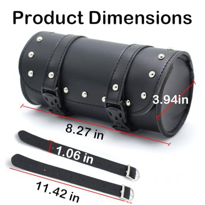 Motorcycle Fork Tool Bag - PU Leather Waterproof Universal Storage Pouch, Front Fork Handlebar Sissybar Mountable, Motorcycle Tool Bag for Tools & Accessories Compatible with Sportster, Scooter