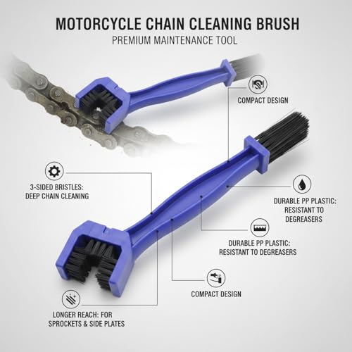 Blue Motorcycle Chain Maintenance Brush - Durable PP Plastic Tool for Rollers & Side Plates