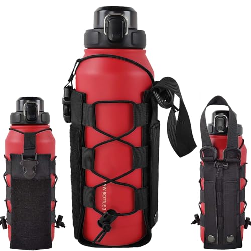 WICKTICK Molle Water Bottle Holder Pouch 16 24 32 40 64 oz - Multi-Purpose Tactical Fuel Bottle Bag, Adjustable Size for Outdoor Activities, Adapted to Backpack/Vest/Belt - color: Black, style: Classic