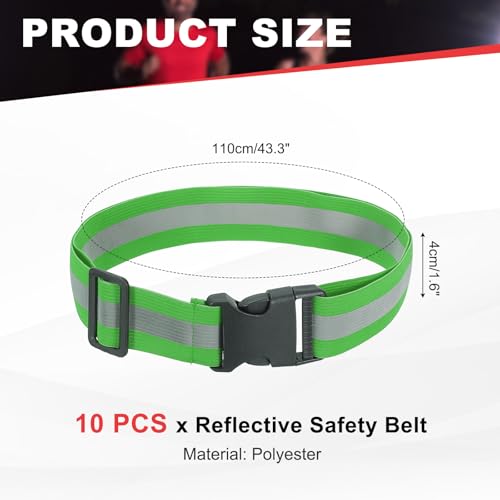 Reflective Safety Belt, Adjustable High Visibility Glow Belt Outdoor Running Gear Accessories - color: Dark Green
